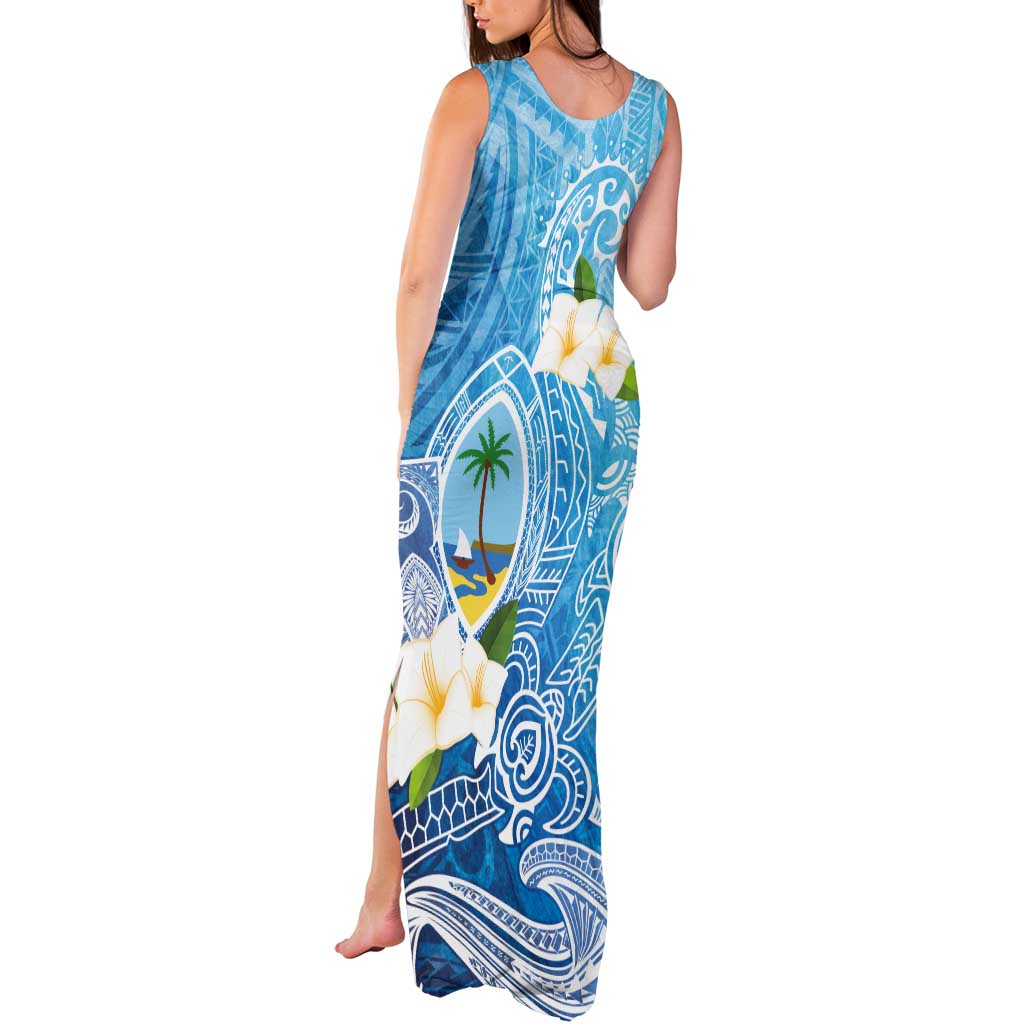 Hafa Adai Guam Chamorro Personalized Tank Maxi Dress Ocean Blue Latte Stone with Guasali - Polynesian Pride