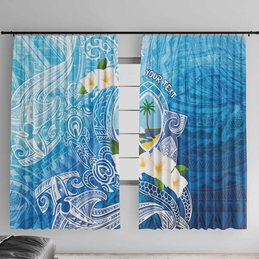 Hafa Adai Guam Chamorro Personalized Window Curtain Ocean Blue Latte Stone with Guasali - Polynesian Pride