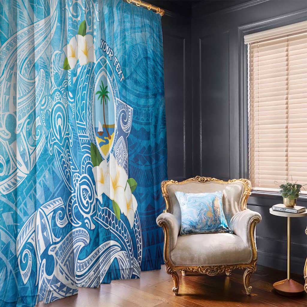 Hafa Adai Guam Chamorro Personalized Window Curtain Ocean Blue Latte Stone with Guasali - Polynesian Pride