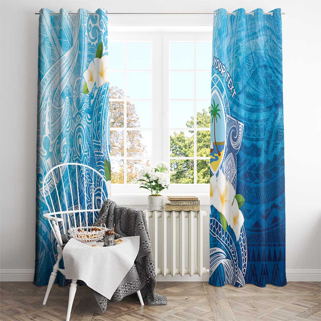 Hafa Adai Guam Chamorro Personalized Window Curtain Ocean Blue Latte Stone with Guasali - Polynesian Pride
