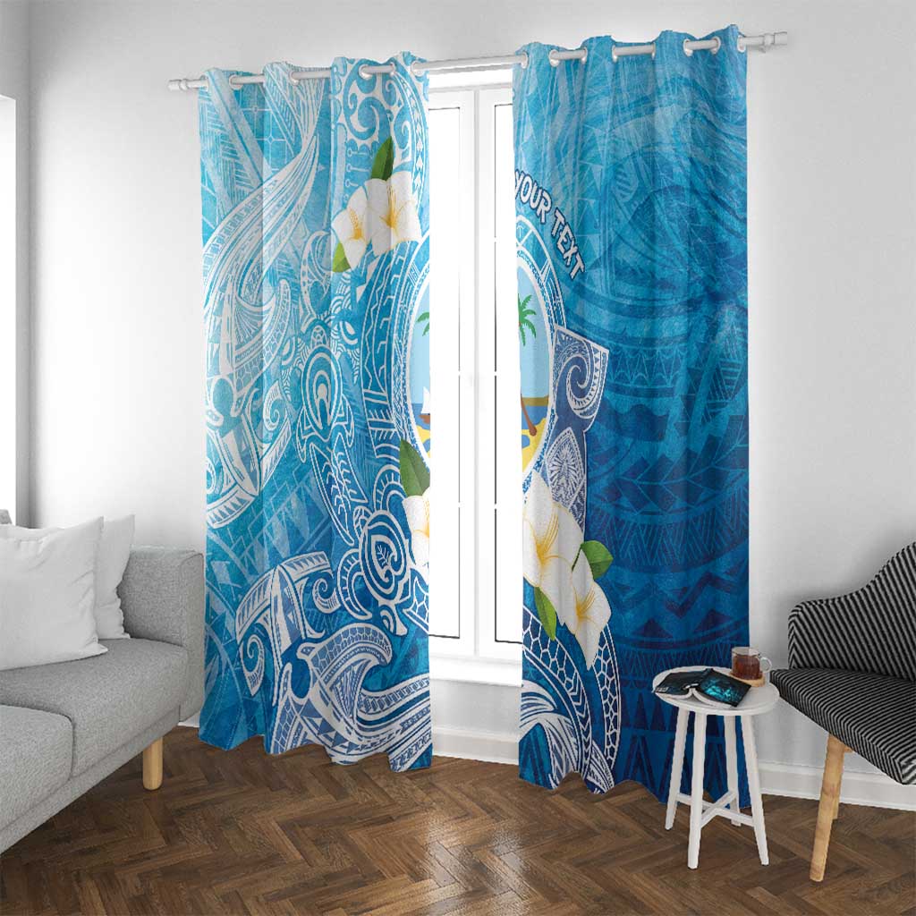 Hafa Adai Guam Chamorro Personalized Window Curtain Ocean Blue Latte Stone with Guasali - Polynesian Pride