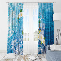 Hafa Adai Guam Chamorro Personalized Window Curtain Ocean Blue Latte Stone with Guasali - Polynesian Pride