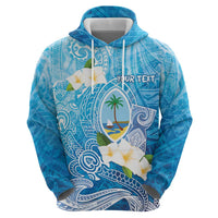 Hafa Adai Guam Chamorro Personalized Zip Hoodie Ocean Blue Latte Stone with Guasali - Polynesian Pride