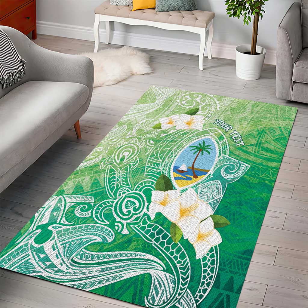 Hafa Adai Guam Chamorro Personalized Area Rug Summer Green Latte Stone with Guasali - Polynesian Pride