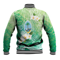 Hafa Adai Guam Chamorro Personalized Baseball Jacket Summer Green Latte Stone with Guasali - Polynesian Pride