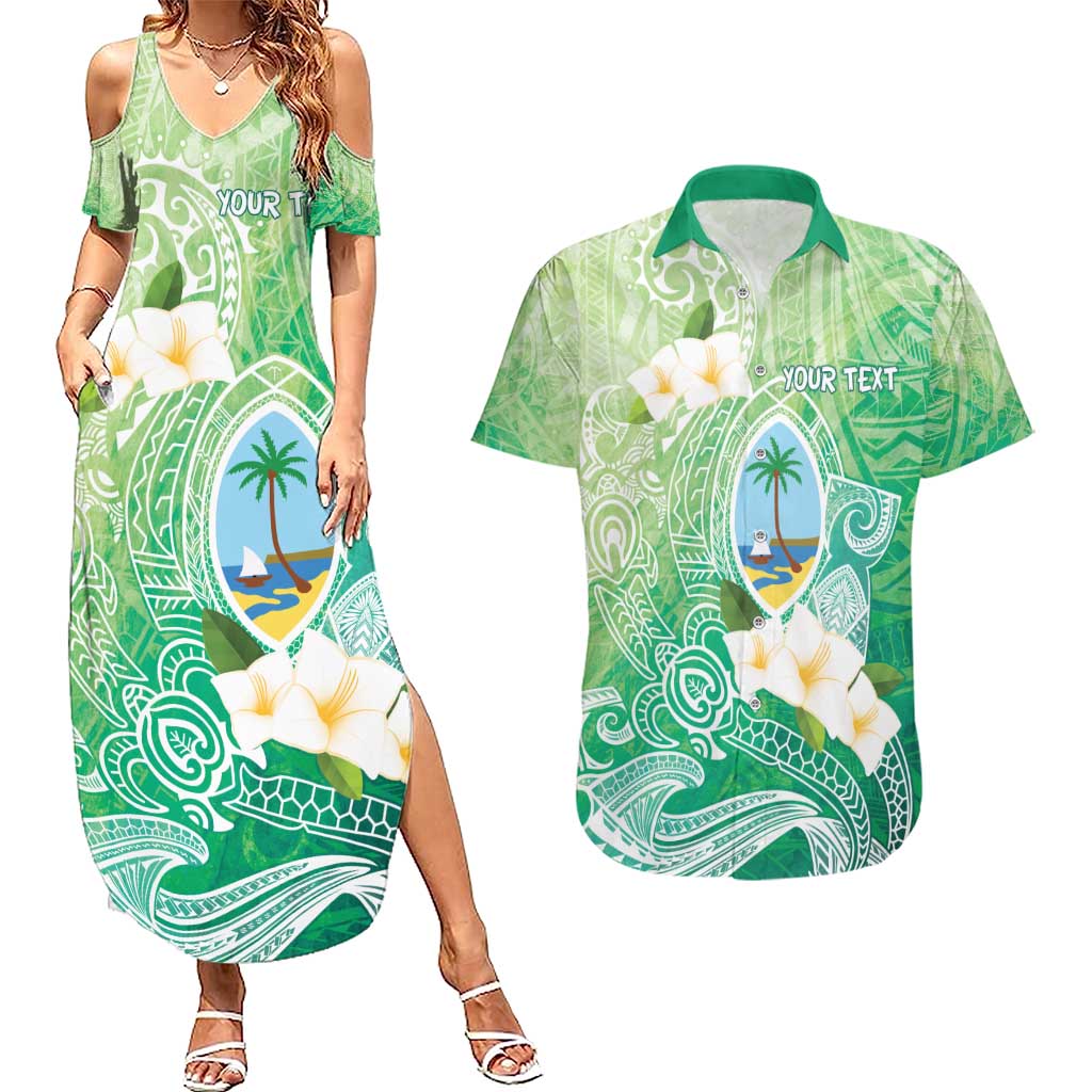Hafa Adai Guam Chamorro Personalized Couples Matching Summer Maxi Dress and Hawaiian Shirt Summer Green Latte Stone with Guasali - Polynesian Pride