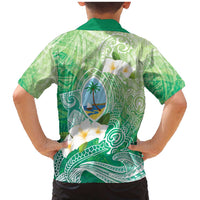 Hafa Adai Guam Chamorro Personalized Family Matching Mermaid Dress and Hawaiian Shirt Summer Green Latte Stone with Guasali - Polynesian Pride