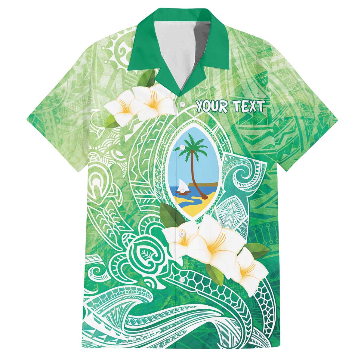 Hafa Adai Guam Chamorro Personalized Family Matching Off The Shoulder Long Sleeve Dress and Hawaiian Shirt Summer Green Latte Stone with Guasali - Polynesian Pride