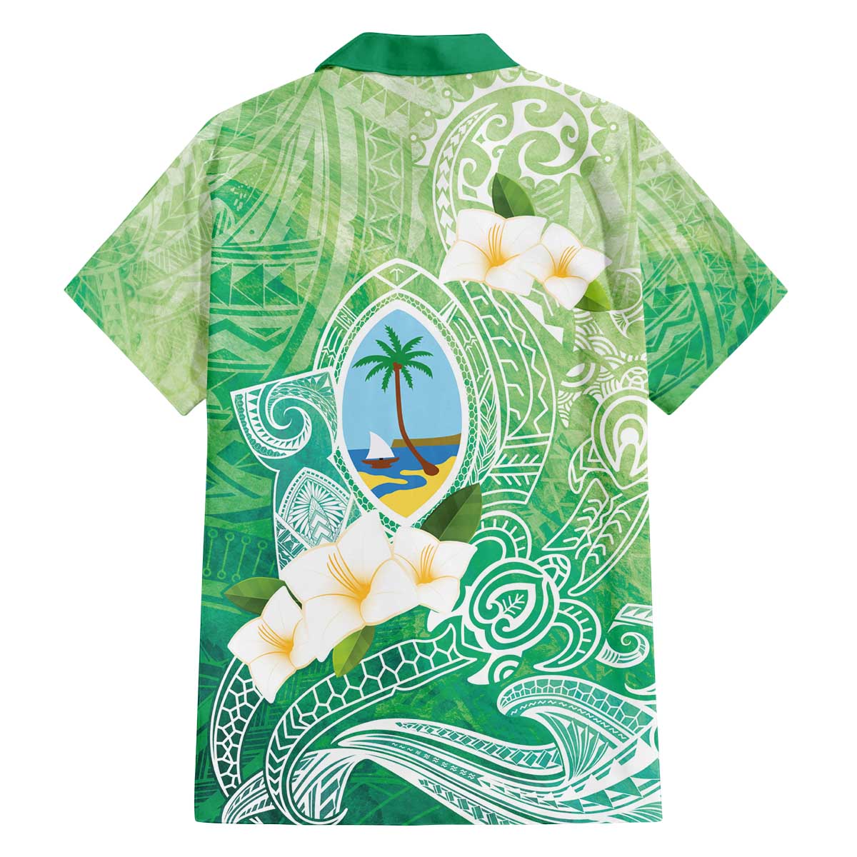 Hafa Adai Guam Chamorro Personalized Family Matching Off The Shoulder Long Sleeve Dress and Hawaiian Shirt Summer Green Latte Stone with Guasali - Polynesian Pride