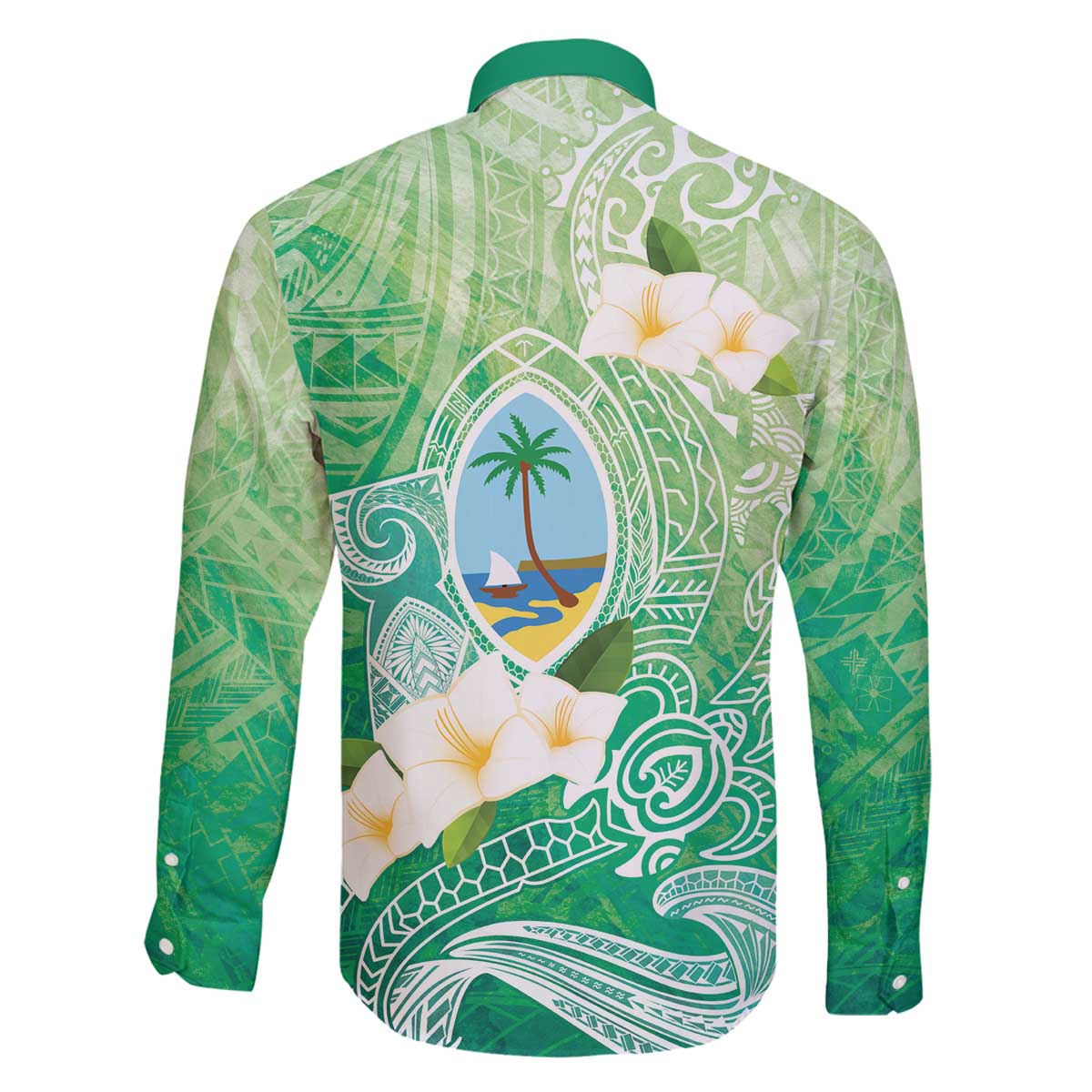 Hafa Adai Guam Chamorro Personalized Family Matching Off The Shoulder Long Sleeve Dress and Hawaiian Shirt Summer Green Latte Stone with Guasali - Polynesian Pride