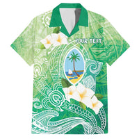 Hafa Adai Guam Chamorro Personalized Family Matching Puletasi and Hawaiian Shirt Summer Green Latte Stone with Guasali - Polynesian Pride