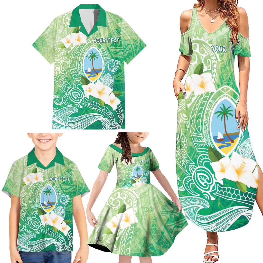 Hafa Adai Guam Chamorro Personalized Family Matching Summer Maxi Dress and Hawaiian Shirt Summer Green Latte Stone with Guasali - Polynesian Pride