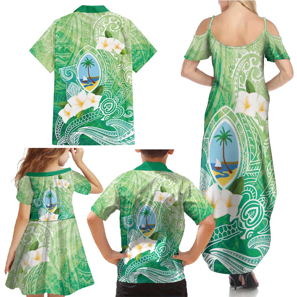 Hafa Adai Guam Chamorro Personalized Family Matching Summer Maxi Dress and Hawaiian Shirt Summer Green Latte Stone with Guasali - Polynesian Pride
