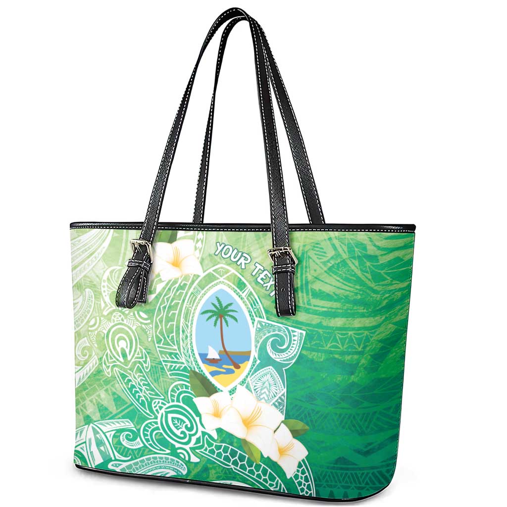 Hafa Adai Guam Chamorro Personalized Leather Tote Bag Summer Green Latte Stone with Guasali - Polynesian Pride