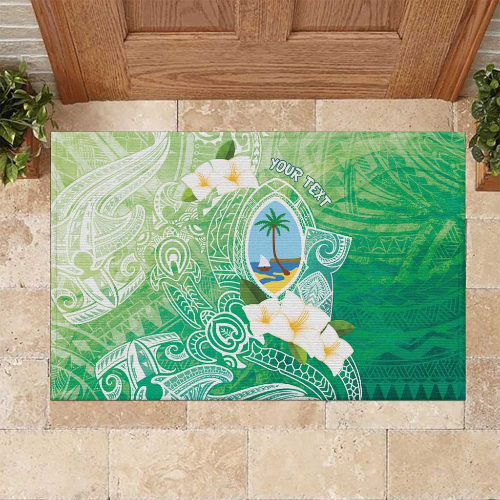 Hafa Adai Guam Chamorro Personalized Rubber Doormat Summer Green Latte Stone with Guasali - Polynesian Pride