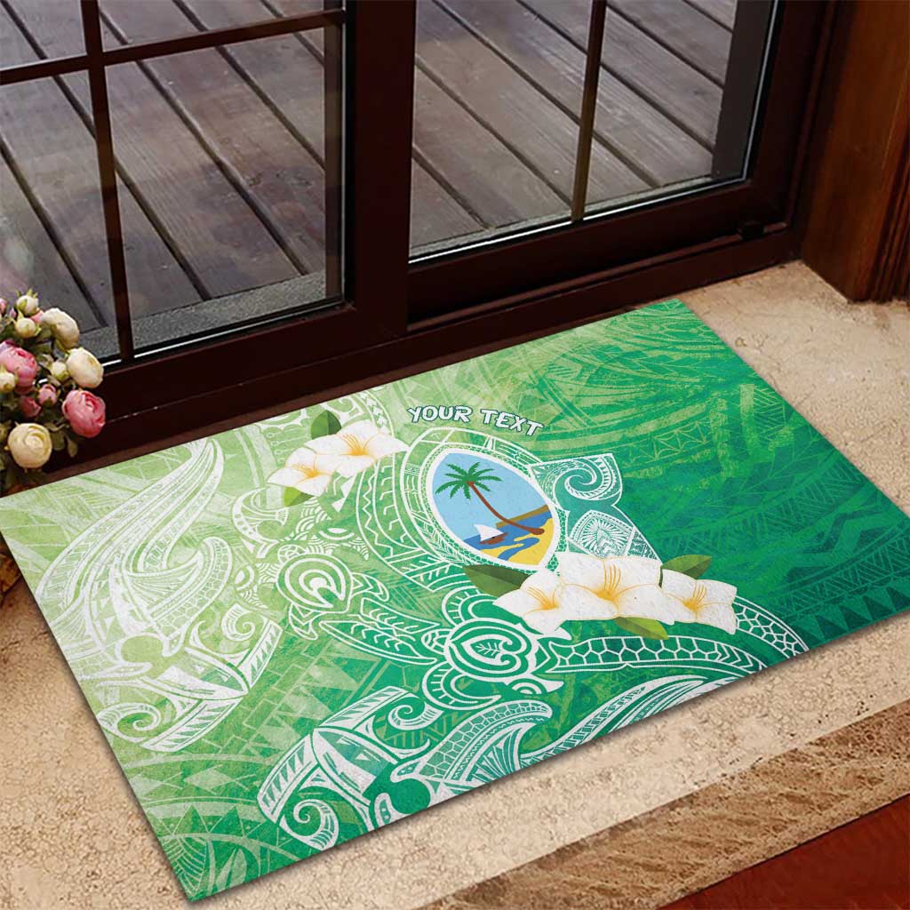 Hafa Adai Guam Chamorro Personalized Rubber Doormat Summer Green Latte Stone with Guasali - Polynesian Pride