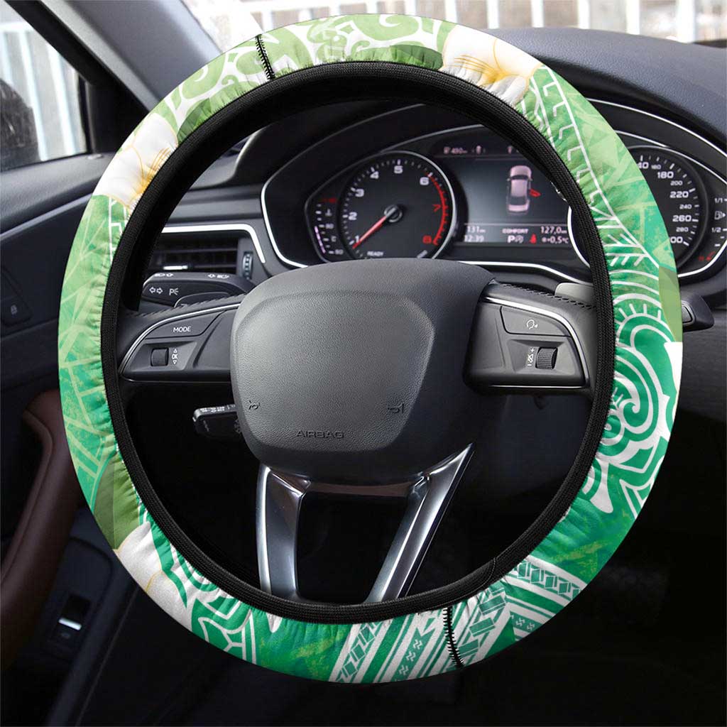 Hafa Adai Guam Chamorro Steering Wheel Cover Summer Green Latte Stone with Guasali - Polynesian Pride