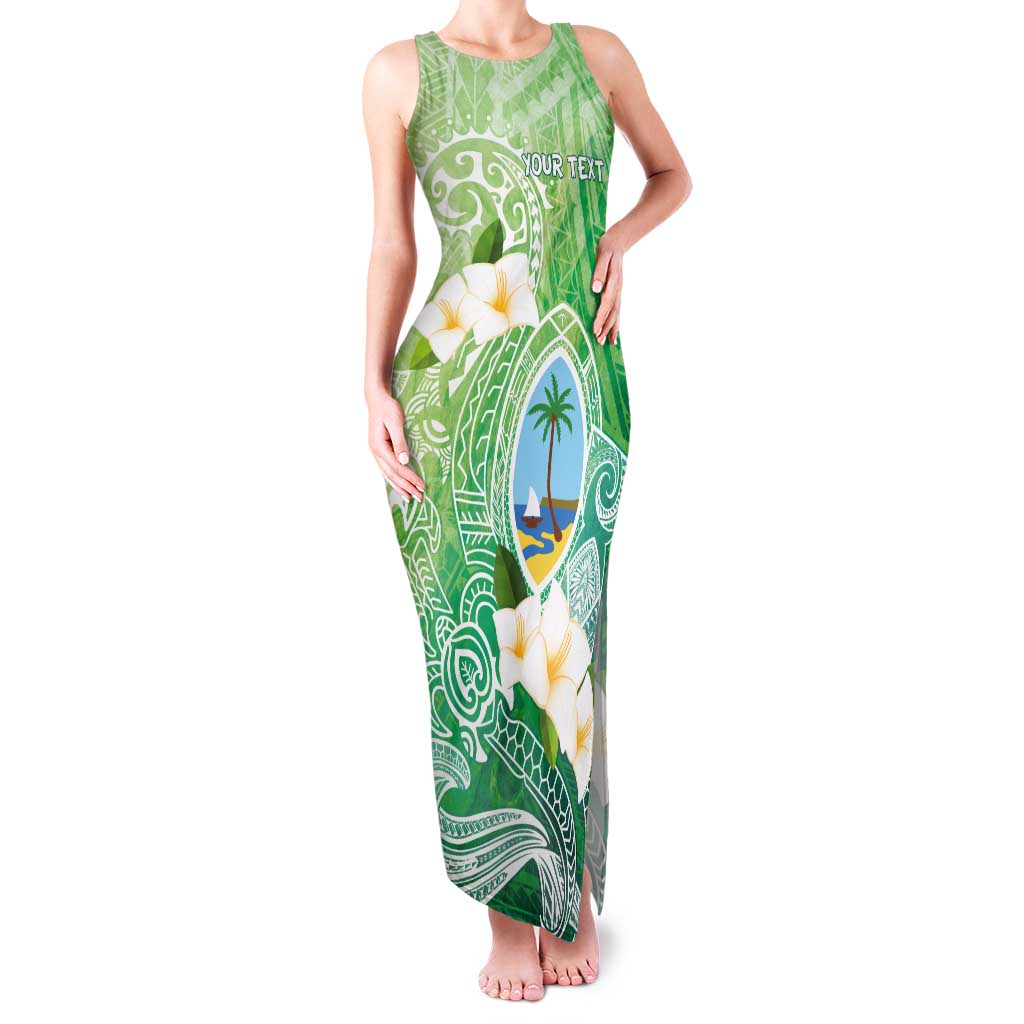 Hafa Adai Guam Chamorro Personalized Tank Maxi Dress Summer Green Latte Stone with Guasali - Polynesian Pride