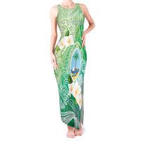 Hafa Adai Guam Chamorro Personalized Tank Maxi Dress Summer Green Latte Stone with Guasali - Polynesian Pride