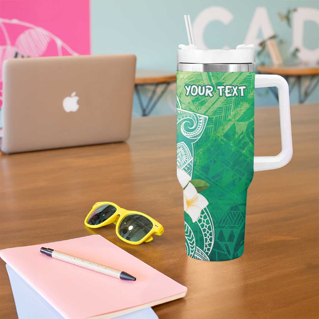 Hafa Adai Guam Chamorro Personalized Tumbler With Handle Summer Green Latte Stone with Guasali - Polynesian Pride