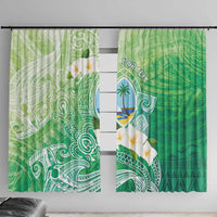 Hafa Adai Guam Chamorro Personalized Window Curtain Summer Green Latte Stone with Guasali - Polynesian Pride