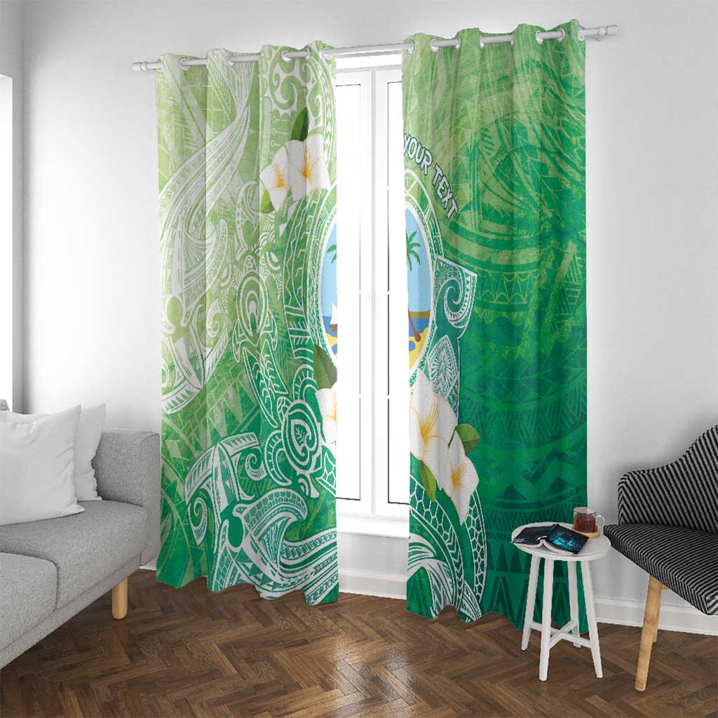 Hafa Adai Guam Chamorro Personalized Window Curtain Summer Green Latte Stone with Guasali - Polynesian Pride