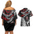 New Zealand Maori Rugby Personalised Couples Matching Off Shoulder Short Dress and Hawaiian Shirt Ta Moko Silver Fern