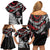 New Zealand Maori Rugby Personalised Family Matching Off Shoulder Short Dress and Hawaiian Shirt Ta Moko Silver Fern