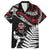 New Zealand Maori Rugby Personalised Family Matching Off Shoulder Short Dress and Hawaiian Shirt Ta Moko Silver Fern