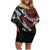 New Zealand Maori Rugby Personalised Family Matching Off Shoulder Short Dress and Hawaiian Shirt Ta Moko Silver Fern