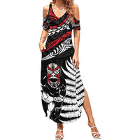 New Zealand Maori Rugby Personalised Family Matching Summer Maxi Dress and Hawaiian Shirt Ta Moko Silver Fern