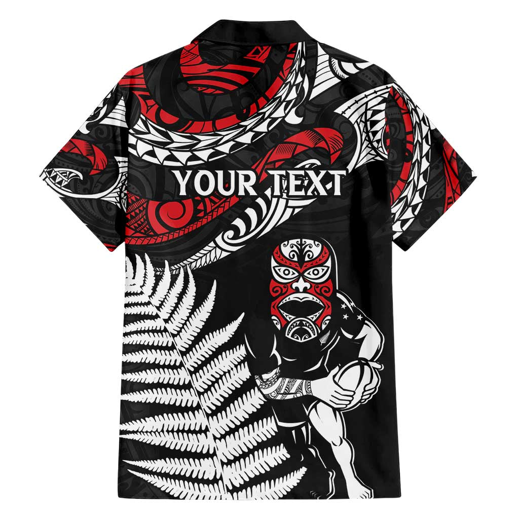 New Zealand Maori Rugby Personalised Hawaiian Shirt Ta Moko Silver Fern