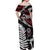 New Zealand Maori Rugby Personalised Off Shoulder Maxi Dress Ta Moko Silver Fern