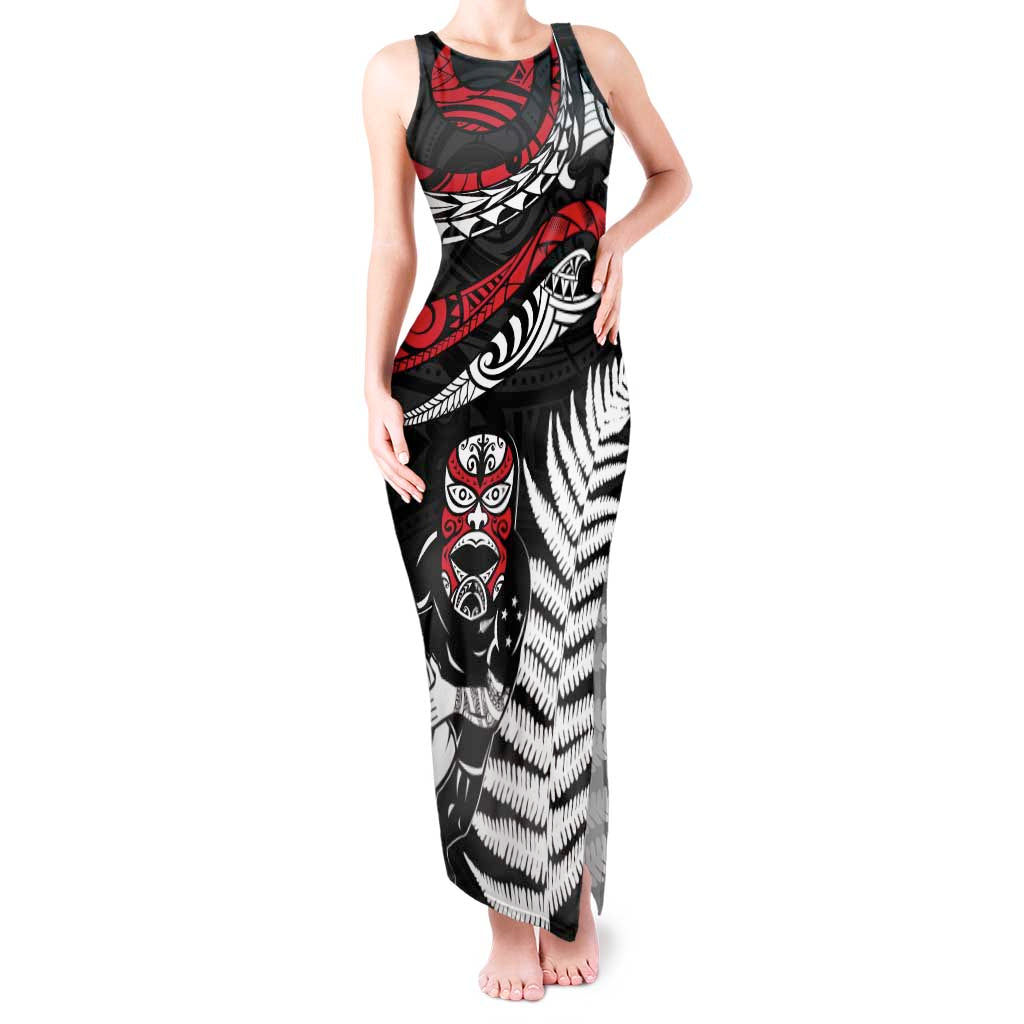 New Zealand Maori Rugby Personalised Tank Maxi Dress Ta Moko Silver Fern