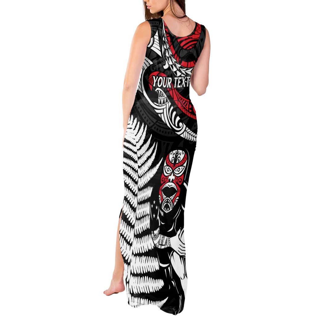 New Zealand Maori Rugby Personalised Tank Maxi Dress Ta Moko Silver Fern