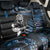 New Zealand Maori Rugby Personalised Back Car Seat Cover Ta Moko Silver Fern - Paua Blue