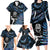 New Zealand Maori Rugby Personalised Family Matching Long Sleeve Bodycon Dress and Hawaiian Shirt Ta Moko Silver Fern - Paua Blue