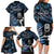 New Zealand Maori Rugby Personalised Family Matching Long Sleeve Bodycon Dress and Hawaiian Shirt Ta Moko Silver Fern - Paua Blue