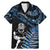 New Zealand Maori Rugby Personalised Family Matching Mermaid Dress and Hawaiian Shirt Ta Moko Silver Fern - Paua Blue