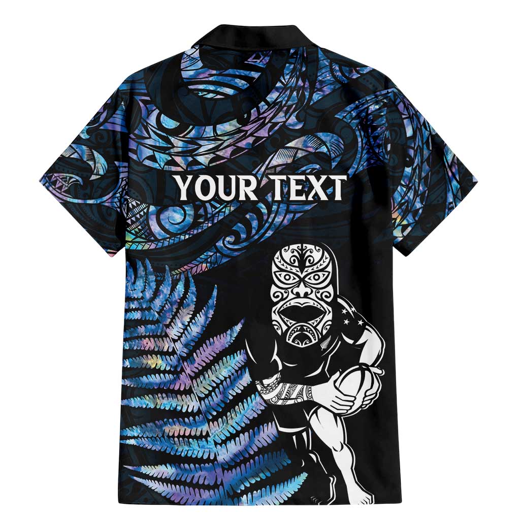 New Zealand Maori Rugby Personalised Family Matching Mermaid Dress and Hawaiian Shirt Ta Moko Silver Fern - Paua Blue