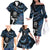 New Zealand Maori Rugby Personalised Family Matching Off The Shoulder Long Sleeve Dress and Hawaiian Shirt Ta Moko Silver Fern - Paua Blue