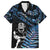 New Zealand Maori Rugby Personalised Family Matching Off The Shoulder Long Sleeve Dress and Hawaiian Shirt Ta Moko Silver Fern - Paua Blue