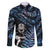 New Zealand Maori Rugby Personalised Family Matching Off The Shoulder Long Sleeve Dress and Hawaiian Shirt Ta Moko Silver Fern - Paua Blue