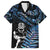 New Zealand Maori Rugby Personalised Family Matching Short Sleeve Bodycon Dress and Hawaiian Shirt Ta Moko Silver Fern - Paua Blue