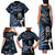 New Zealand Maori Rugby Personalised Family Matching Tank Maxi Dress and Hawaiian Shirt Ta Moko Silver Fern - Paua Blue