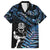 New Zealand Maori Rugby Personalised Family Matching Tank Maxi Dress and Hawaiian Shirt Ta Moko Silver Fern - Paua Blue