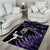 New Zealand Maori Rugby Personalised Area Rug Ta Moko Silver Fern - Paua Purple