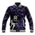 New Zealand Maori Rugby Personalised Baseball Jacket Ta Moko Silver Fern - Paua Purple