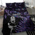 New Zealand Maori Rugby Personalised Bedding Set Ta Moko Silver Fern - Paua Purple