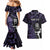 New Zealand Maori Rugby Personalised Couples Matching Mermaid Dress and Hawaiian Shirt Ta Moko Silver Fern - Paua Purple